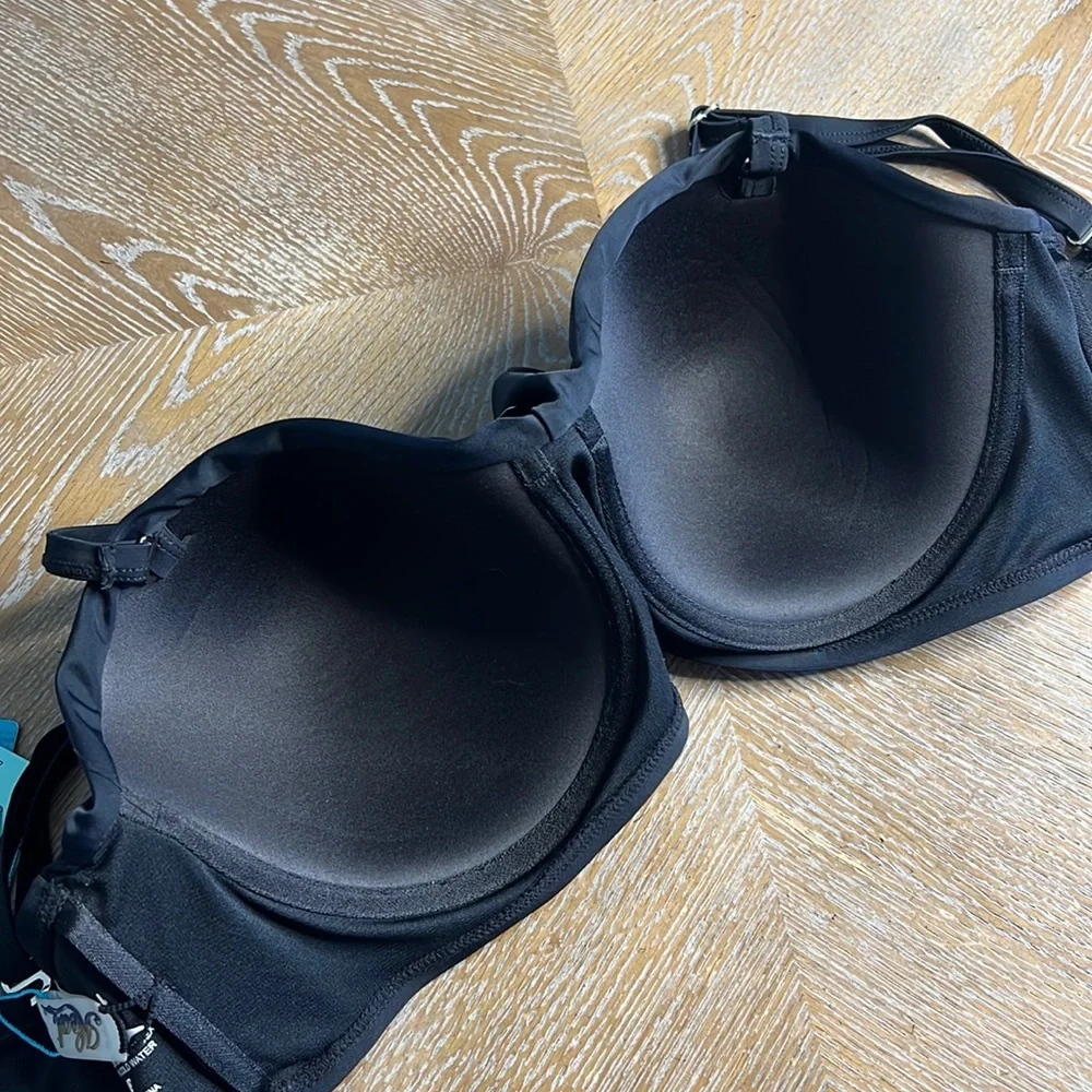 HEAT Black Swim Top Underwire Bikini Swimwear F Cup